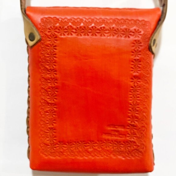 Vintage Mexican Hand Tooled Leather Floral Crossbody Shoulder Bag Purse. - Picture 7 of 10